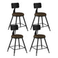 Industrial Armless Backrest Counter Stool Iron Bar Stool with Leather Cushion Brown 4 Piece Set Short Stool(18"H) Clearhalo 'Bar Furniture' 'Bar Stools' 'bar_stools' 'furn' 'furn_bar_stools' 'furniture_bar_stools' 'Kitchen & Dining Furniture' 'kitchen&dining_furn' 'kitchen' 'kitchen_furn' Furniture' 4639338