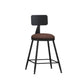 Industrial Armless Backrest Counter Stool Iron Bar Stool with Leather Cushion Burgundy 1 Piece Short Stool(22"H) Clearhalo 'Bar Furniture' 'Bar Stools' 'bar_stools' 'furn' 'furn_bar_stools' 'furniture_bar_stools' 'Kitchen & Dining Furniture' 'kitchen&dining_furn' 'kitchen' 'kitchen_furn' Furniture' 4639339