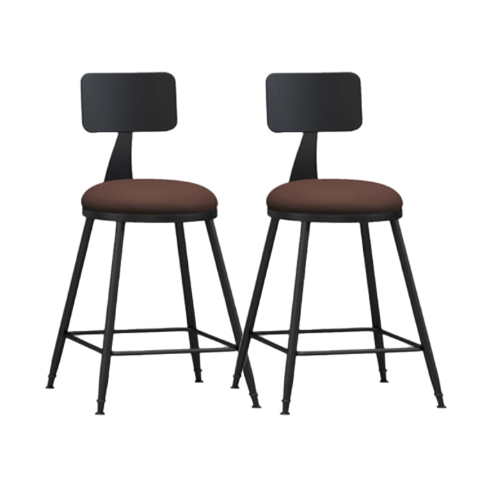 Industrial Armless Backrest Counter Stool Iron Bar Stool with Leather Cushion Burgundy 2 Piece Set Short Stool(22"H) Clearhalo 'Bar Furniture' 'Bar Stools' 'bar_stools' 'furn' 'furn_bar_stools' 'furniture_bar_stools' 'Kitchen & Dining Furniture' 'kitchen&dining_furn' 'kitchen' 'kitchen_furn' Furniture' 4639340