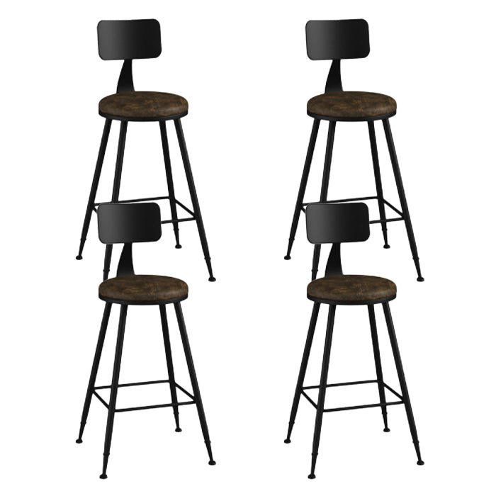 Industrial Armless Backrest Counter Stool Iron Bar Stool with Leather Cushion Brown 4 Piece Set Counter Stool(26"H) Clearhalo 'Bar Furniture' 'Bar Stools' 'bar_stools' 'furn' 'furn_bar_stools' 'furniture_bar_stools' 'Kitchen & Dining Furniture' 'kitchen&dining_furn' 'kitchen' 'kitchen_furn' Furniture' 4639344