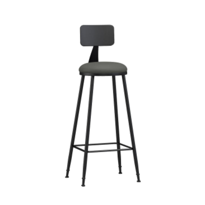 Industrial Armless Backrest Counter Stool Iron Bar Stool with Leather Cushion Grey 1 Piece Bar Stool(30"H) Clearhalo 'Bar Furniture' 'Bar Stools' 'bar_stools' 'furn' 'furn_bar_stools' 'furniture_bar_stools' 'Kitchen & Dining Furniture' 'kitchen&dining_furn' 'kitchen' 'kitchen_furn' Furniture' 4639345