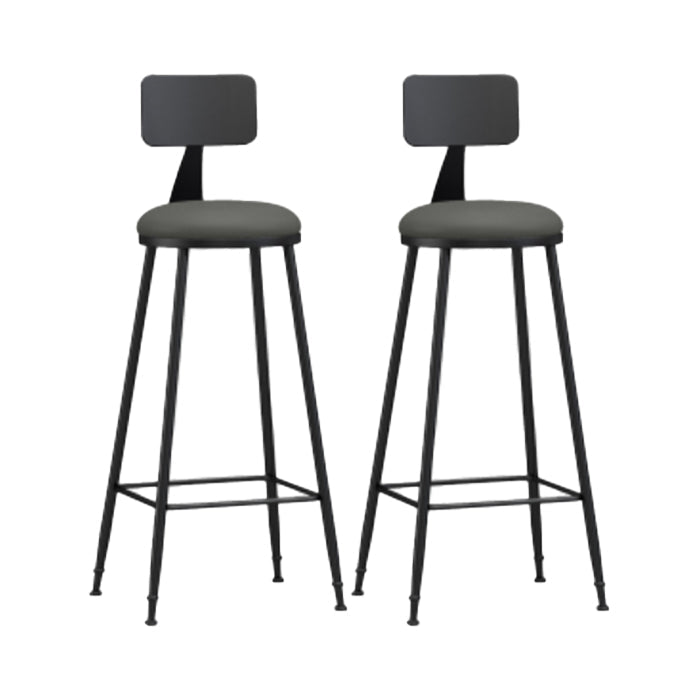 Industrial Armless Backrest Counter Stool Iron Bar Stool with Leather Cushion Grey 2 Piece Set Bar Stool(30"H) Clearhalo 'Bar Furniture' 'Bar Stools' 'bar_stools' 'furn' 'furn_bar_stools' 'furniture_bar_stools' 'Kitchen & Dining Furniture' 'kitchen&dining_furn' 'kitchen' 'kitchen_furn' Furniture' 4639346