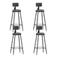 Industrial Armless Backrest Counter Stool Iron Bar Stool with Leather Cushion Grey 4 Piece Set Bar Stool(30"H) Clearhalo 'Bar Furniture' 'Bar Stools' 'bar_stools' 'furn' 'furn_bar_stools' 'furniture_bar_stools' 'Kitchen & Dining Furniture' 'kitchen&dining_furn' 'kitchen' 'kitchen_furn' Furniture' 4639347