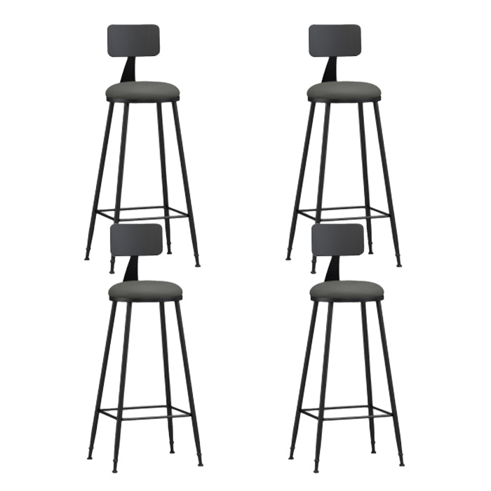 Industrial Armless Backrest Counter Stool Iron Bar Stool with Leather Cushion Grey 4 Piece Set Bar Stool(30"H) Clearhalo 'Bar Furniture' 'Bar Stools' 'bar_stools' 'furn' 'furn_bar_stools' 'furniture_bar_stools' 'Kitchen & Dining Furniture' 'kitchen&dining_furn' 'kitchen' 'kitchen_furn' Furniture' 4639347