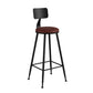 Industrial Armless Backrest Counter Stool Iron Bar Stool with Leather Cushion Burgundy 1 Piece Bar Stool(30"H) Clearhalo 'Bar Furniture' 'Bar Stools' 'bar_stools' 'furn' 'furn_bar_stools' 'furniture_bar_stools' 'Kitchen & Dining Furniture' 'kitchen&dining_furn' 'kitchen' 'kitchen_furn' Furniture' 4639348