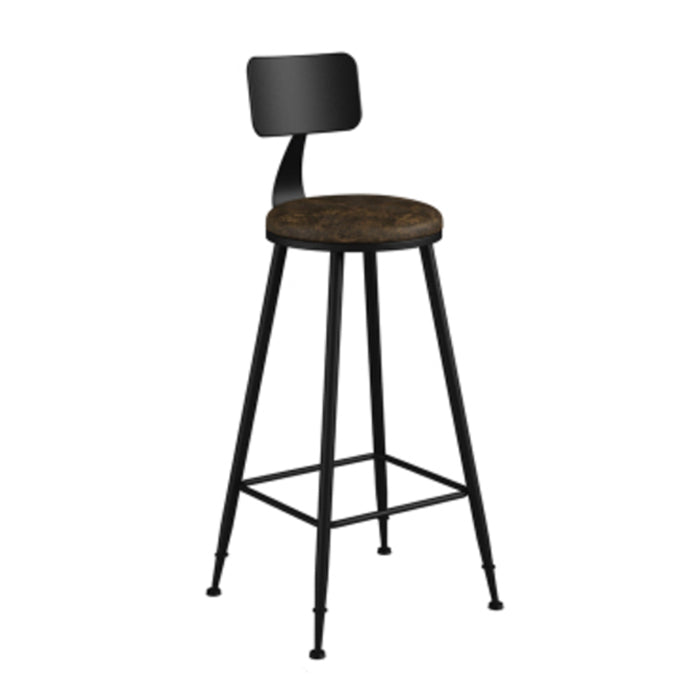 Industrial Armless Backrest Counter Stool Iron Bar Stool with Leather Cushion Brown 1 Piece Bar Stool(30"H) Clearhalo 'Bar Furniture' 'Bar Stools' 'bar_stools' 'furn' 'furn_bar_stools' 'furniture_bar_stools' 'Kitchen & Dining Furniture' 'kitchen&dining_furn' 'kitchen' 'kitchen_furn' Furniture' 4639351