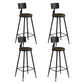 Industrial Armless Backrest Counter Stool Iron Bar Stool with Leather Cushion Brown 4 Piece Set Bar Stool(30"H) Clearhalo 'Bar Furniture' 'Bar Stools' 'bar_stools' 'furn' 'furn_bar_stools' 'furniture_bar_stools' 'Kitchen & Dining Furniture' 'kitchen&dining_furn' 'kitchen' 'kitchen_furn' Furniture' 4639353