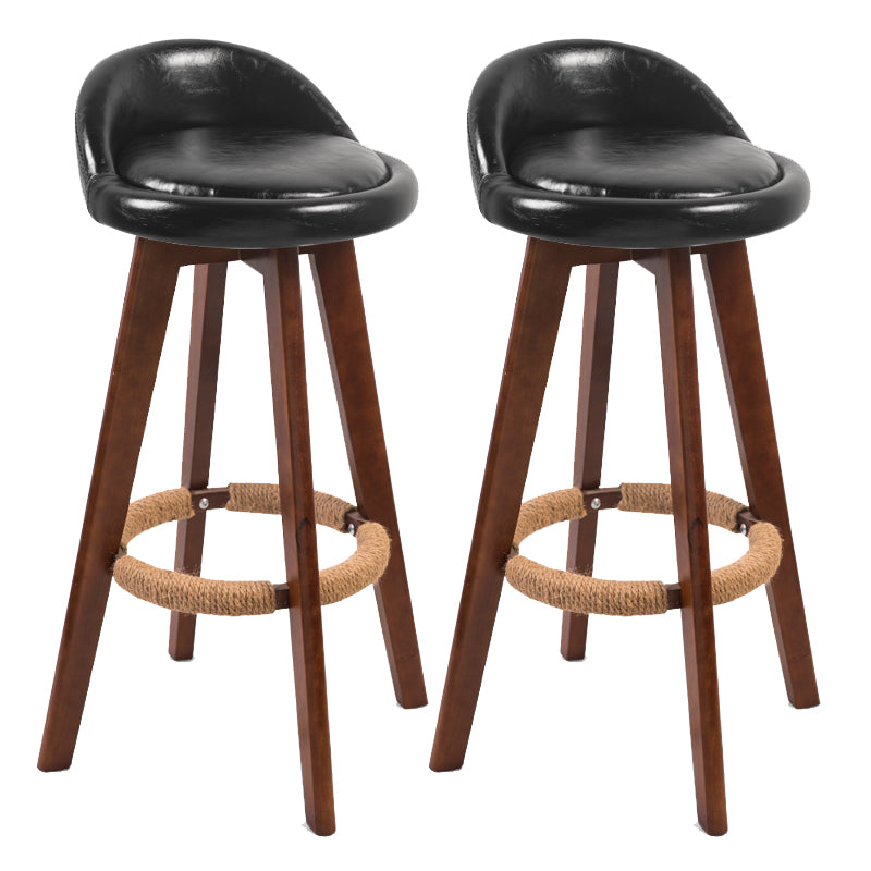 Modern Backrest Counter Stool Wood Cashier Bar Stool with Cushion and Pedal Black Brown 2 Piece Set Clearhalo 'Bar Furniture' 'Bar Stools' 'bar_stools' 'furn' 'furn_bar_stools' 'furniture_bar_stools' 'Kitchen & Dining Furniture' 'kitchen&dining_furn' 'kitchen' 'kitchen_furn' Furniture' 4639382