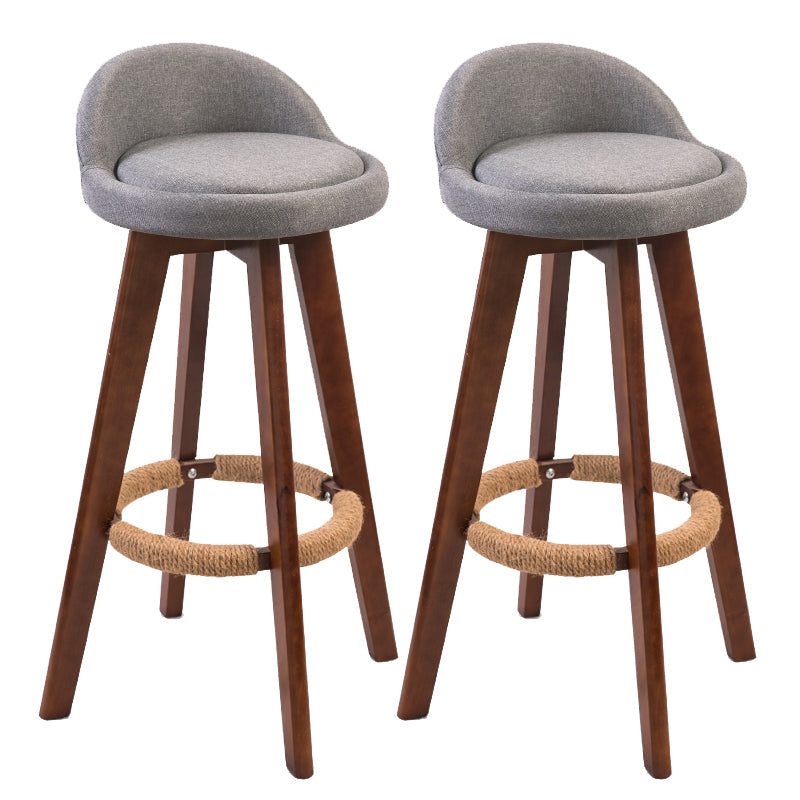 Modern Backrest Counter Stool Wood Cashier Bar Stool with Cushion and Pedal Grey Brown 2 Piece Set Clearhalo 'Bar Furniture' 'Bar Stools' 'bar_stools' 'furn' 'furn_bar_stools' 'furniture_bar_stools' 'Kitchen & Dining Furniture' 'kitchen&dining_furn' 'kitchen' 'kitchen_furn' Furniture' 4639387
