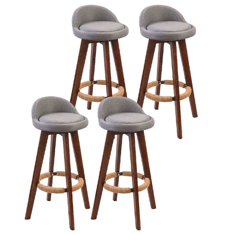 Modern Backrest Counter Stool Wood Cashier Bar Stool with Cushion and Pedal Grey Brown 4 Piece Set Clearhalo 'Bar Furniture' 'Bar Stools' 'bar_stools' 'furn' 'furn_bar_stools' 'furniture_bar_stools' 'Kitchen & Dining Furniture' 'kitchen&dining_furn' 'kitchen' 'kitchen_furn' Furniture' 4639389