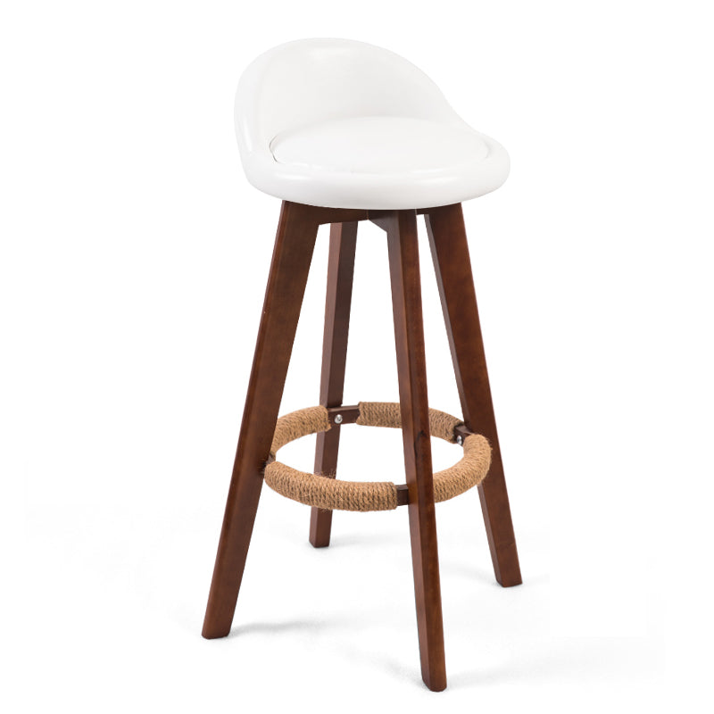 Modern Backrest Counter Stool Wood Cashier Bar Stool with Cushion and Pedal White Brown 1 Piece Clearhalo 'Bar Furniture' 'Bar Stools' 'bar_stools' 'furn' 'furn_bar_stools' 'furniture_bar_stools' 'Kitchen & Dining Furniture' 'kitchen&dining_furn' 'kitchen' 'kitchen_furn' Furniture' 4639391