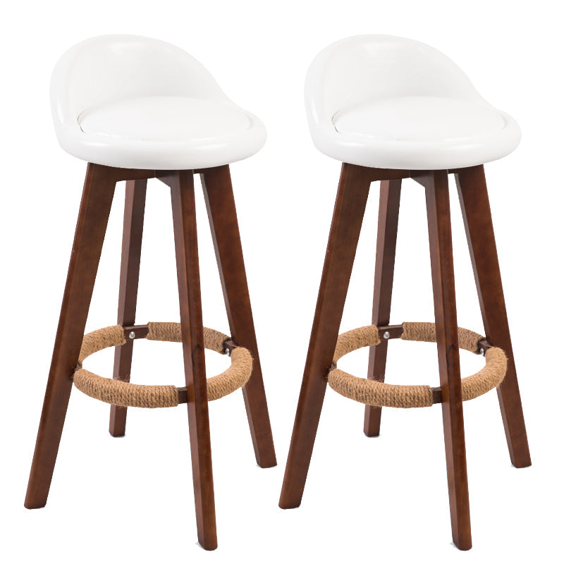 Modern Backrest Counter Stool Wood Cashier Bar Stool with Cushion and Pedal White Brown 2 Piece Set Clearhalo 'Bar Furniture' 'Bar Stools' 'bar_stools' 'furn' 'furn_bar_stools' 'furniture_bar_stools' 'Kitchen & Dining Furniture' 'kitchen&dining_furn' 'kitchen' 'kitchen_furn' Furniture' 4639392