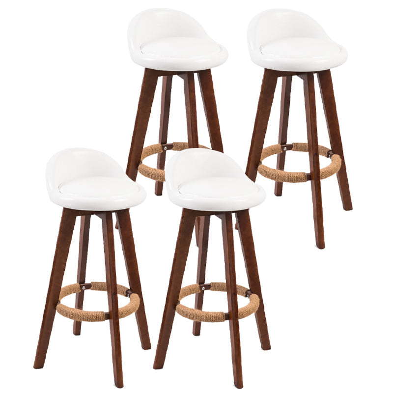 Modern Backrest Counter Stool Wood Cashier Bar Stool with Cushion and Pedal White Brown 4 Piece Set Clearhalo 'Bar Furniture' 'Bar Stools' 'bar_stools' 'furn' 'furn_bar_stools' 'furniture_bar_stools' 'Kitchen & Dining Furniture' 'kitchen&dining_furn' 'kitchen' 'kitchen_furn' Furniture' 4639393