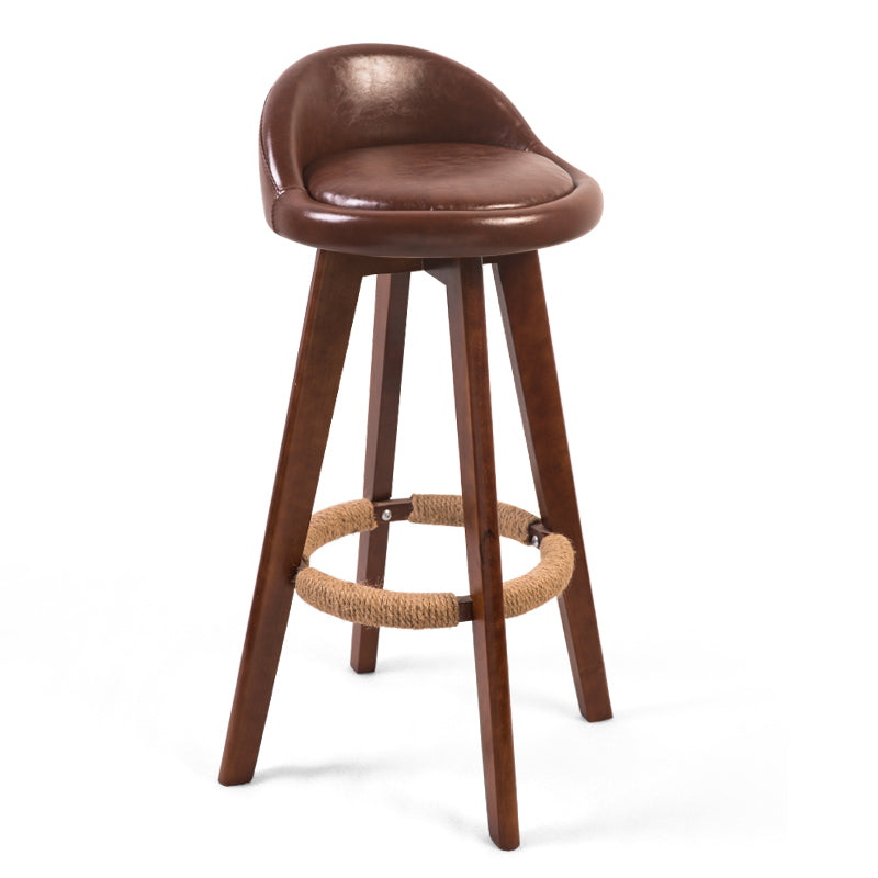 Modern Backrest Counter Stool Wood Cashier Bar Stool with Cushion and Pedal Brown Brown 1 Piece Clearhalo 'Bar Furniture' 'Bar Stools' 'bar_stools' 'furn' 'furn_bar_stools' 'furniture_bar_stools' 'Kitchen & Dining Furniture' 'kitchen&dining_furn' 'kitchen' 'kitchen_furn' Furniture' 4639394