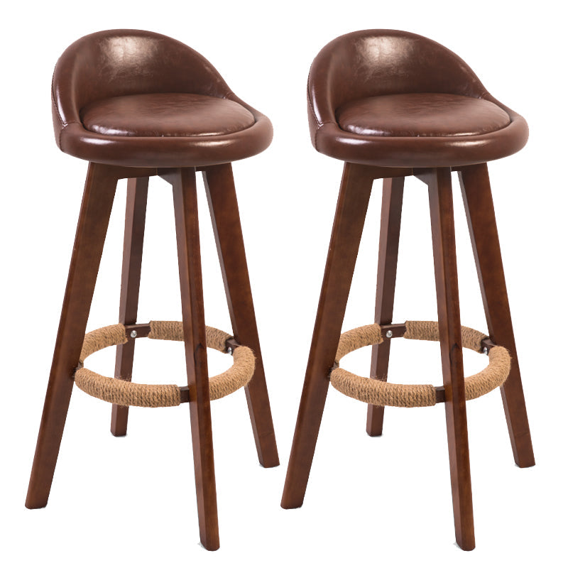 Modern Backrest Counter Stool Wood Cashier Bar Stool with Cushion and Pedal Brown Brown 2 Piece Set Clearhalo 'Bar Furniture' 'Bar Stools' 'bar_stools' 'furn' 'furn_bar_stools' 'furniture_bar_stools' 'Kitchen & Dining Furniture' 'kitchen&dining_furn' 'kitchen' 'kitchen_furn' Furniture' 4639395