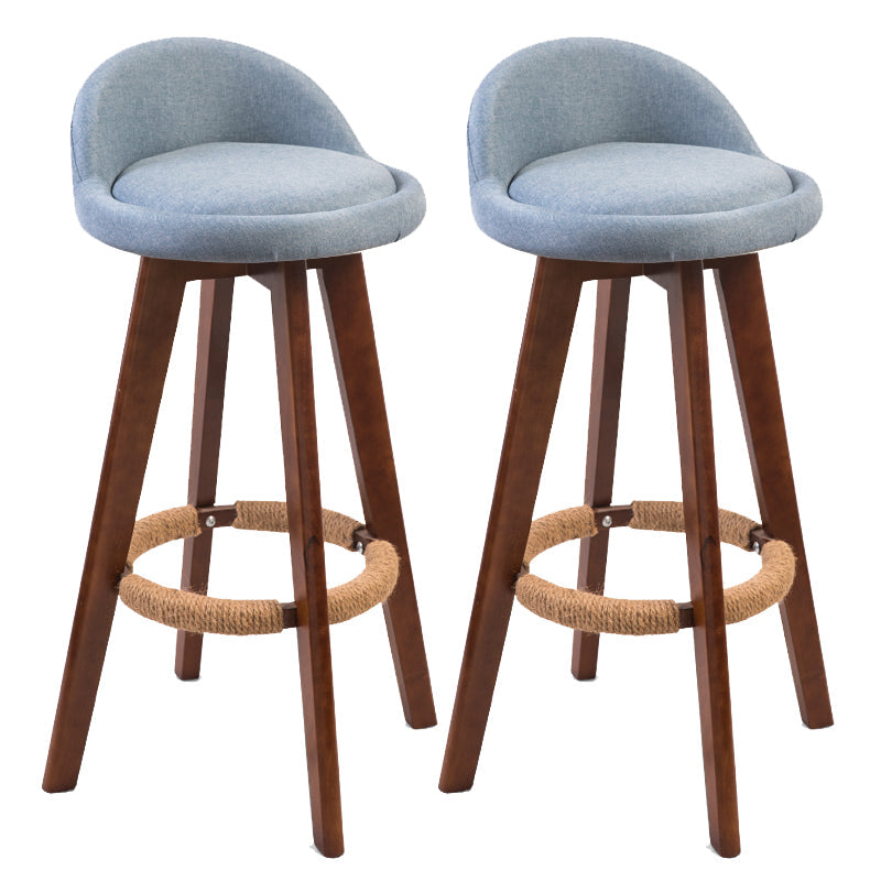 Modern Backrest Counter Stool Wood Cashier Bar Stool with Cushion and Pedal Blue Brown 2 Piece Set Clearhalo 'Bar Furniture' 'Bar Stools' 'bar_stools' 'furn' 'furn_bar_stools' 'furniture_bar_stools' 'Kitchen & Dining Furniture' 'kitchen&dining_furn' 'kitchen' 'kitchen_furn' Furniture' 4639398