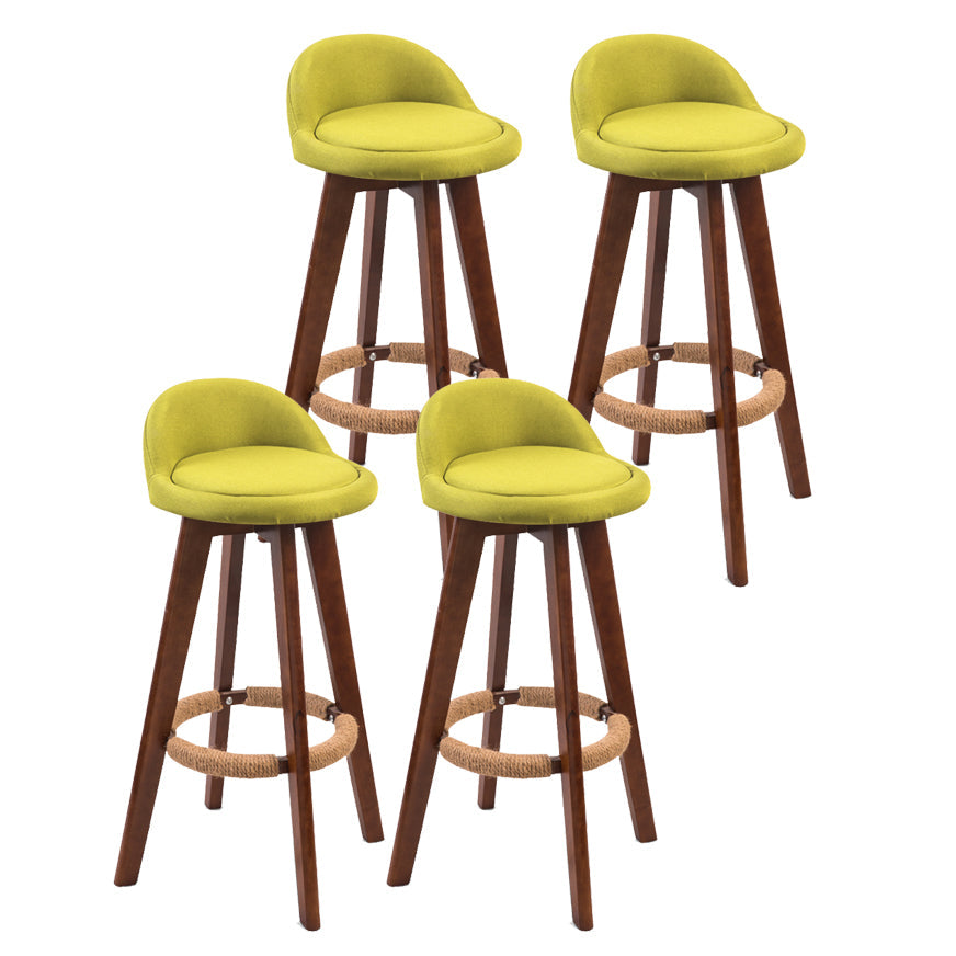 Modern Backrest Counter Stool Wood Cashier Bar Stool with Cushion and Pedal Green Brown 4 Piece Set Clearhalo 'Bar Furniture' 'Bar Stools' 'bar_stools' 'furn' 'furn_bar_stools' 'furniture_bar_stools' 'Kitchen & Dining Furniture' 'kitchen&dining_furn' 'kitchen' 'kitchen_furn' Furniture' 4639402