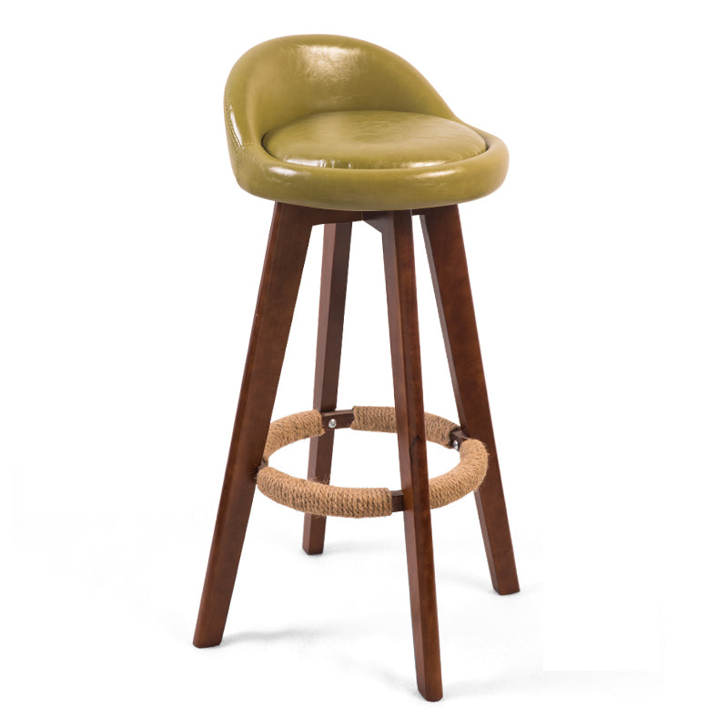 Modern Backrest Counter Stool Wood Cashier Bar Stool with Cushion and Pedal Light Green Brown 1 Piece Clearhalo 'Bar Furniture' 'Bar Stools' 'bar_stools' 'furn' 'furn_bar_stools' 'furniture_bar_stools' 'Kitchen & Dining Furniture' 'kitchen&dining_furn' 'kitchen' 'kitchen_furn' Furniture' 4639403