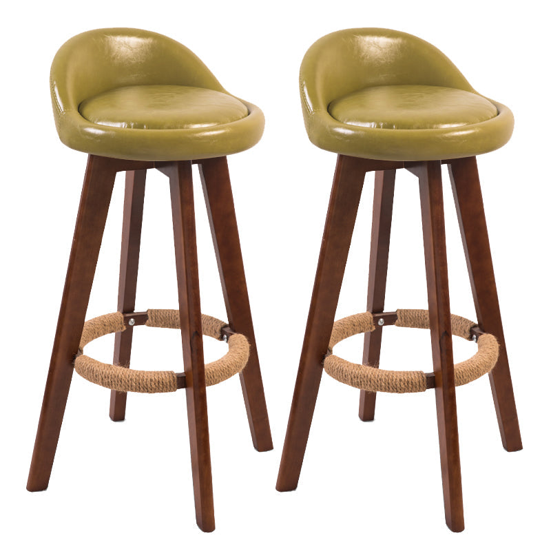 Modern Backrest Counter Stool Wood Cashier Bar Stool with Cushion and Pedal Light Green Brown 2 Piece Set Clearhalo 'Bar Furniture' 'Bar Stools' 'bar_stools' 'furn' 'furn_bar_stools' 'furniture_bar_stools' 'Kitchen & Dining Furniture' 'kitchen&dining_furn' 'kitchen' 'kitchen_furn' Furniture' 4639404