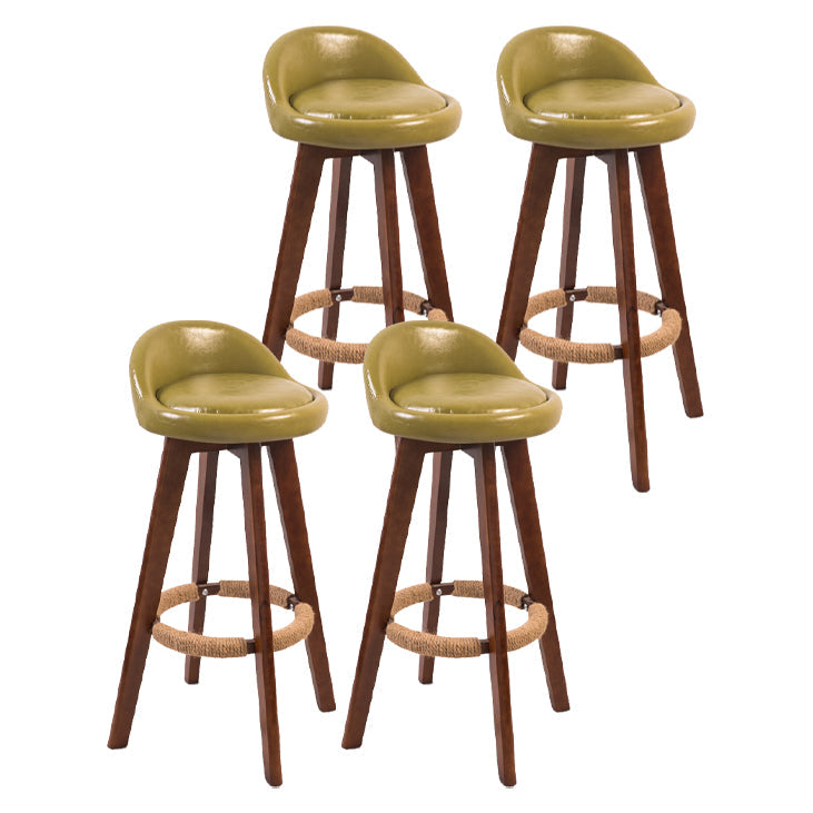 Modern Backrest Counter Stool Wood Cashier Bar Stool with Cushion and Pedal Light Green Brown 4 Piece Set Clearhalo 'Bar Furniture' 'Bar Stools' 'bar_stools' 'furn' 'furn_bar_stools' 'furniture_bar_stools' 'Kitchen & Dining Furniture' 'kitchen&dining_furn' 'kitchen' 'kitchen_furn' Furniture' 4639405