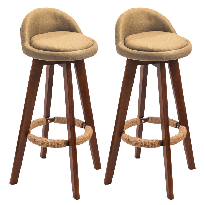 Modern Backrest Counter Stool Wood Cashier Bar Stool with Cushion and Pedal Light Yellow Brown 2 Piece Set Clearhalo 'Bar Furniture' 'Bar Stools' 'bar_stools' 'furn' 'furn_bar_stools' 'furniture_bar_stools' 'Kitchen & Dining Furniture' 'kitchen&dining_furn' 'kitchen' 'kitchen_furn' Furniture' 4639407