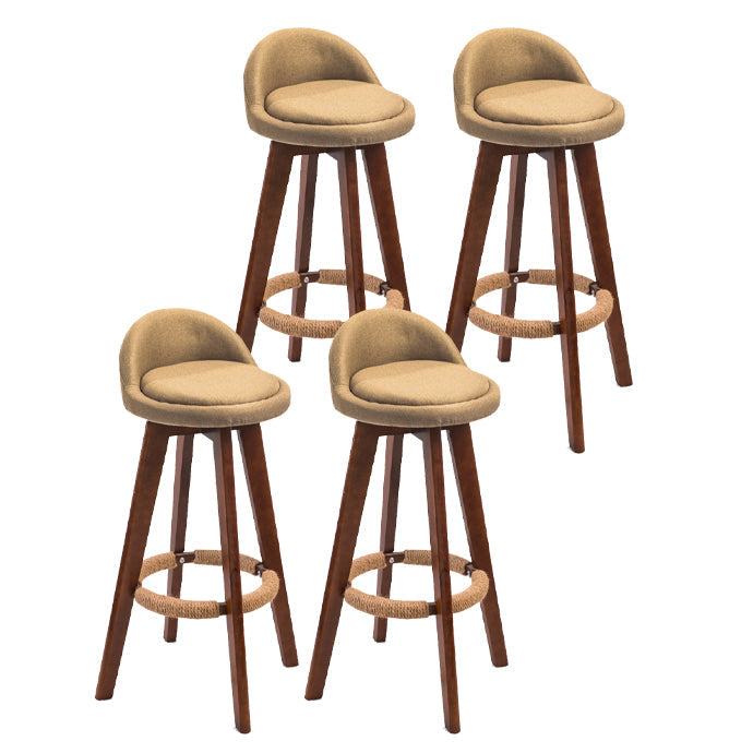 Modern Backrest Counter Stool Wood Cashier Bar Stool with Cushion and Pedal Light Yellow Brown 4 Piece Set Clearhalo 'Bar Furniture' 'Bar Stools' 'bar_stools' 'furn' 'furn_bar_stools' 'furniture_bar_stools' 'Kitchen & Dining Furniture' 'kitchen&dining_furn' 'kitchen' 'kitchen_furn' Furniture' 4639408
