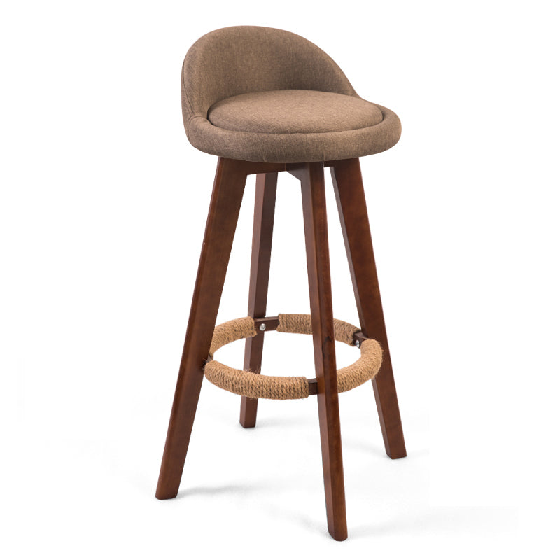 Modern Backrest Counter Stool Wood Cashier Bar Stool with Cushion and Pedal Coffee Brown 1 Piece Clearhalo 'Bar Furniture' 'Bar Stools' 'bar_stools' 'furn' 'furn_bar_stools' 'furniture_bar_stools' 'Kitchen & Dining Furniture' 'kitchen&dining_furn' 'kitchen' 'kitchen_furn' Furniture' 4639409