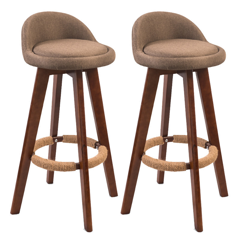Modern Backrest Counter Stool Wood Cashier Bar Stool with Cushion and Pedal Coffee Brown 2 Piece Set Clearhalo 'Bar Furniture' 'Bar Stools' 'bar_stools' 'furn' 'furn_bar_stools' 'furniture_bar_stools' 'Kitchen & Dining Furniture' 'kitchen&dining_furn' 'kitchen' 'kitchen_furn' Furniture' 4639410
