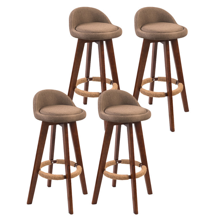 Modern Backrest Counter Stool Wood Cashier Bar Stool with Cushion and Pedal Coffee Brown 4 Piece Set Clearhalo 'Bar Furniture' 'Bar Stools' 'bar_stools' 'furn' 'furn_bar_stools' 'furniture_bar_stools' 'Kitchen & Dining Furniture' 'kitchen&dining_furn' 'kitchen' 'kitchen_furn' Furniture' 4639411