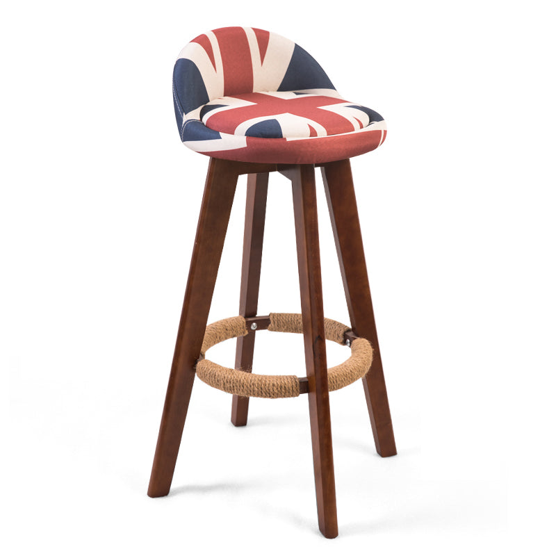 Modern Backrest Counter Stool Wood Cashier Bar Stool with Cushion and Pedal Red-Blue Brown 1 Piece Clearhalo 'Bar Furniture' 'Bar Stools' 'bar_stools' 'furn' 'furn_bar_stools' 'furniture_bar_stools' 'Kitchen & Dining Furniture' 'kitchen&dining_furn' 'kitchen' 'kitchen_furn' Furniture' 4639412