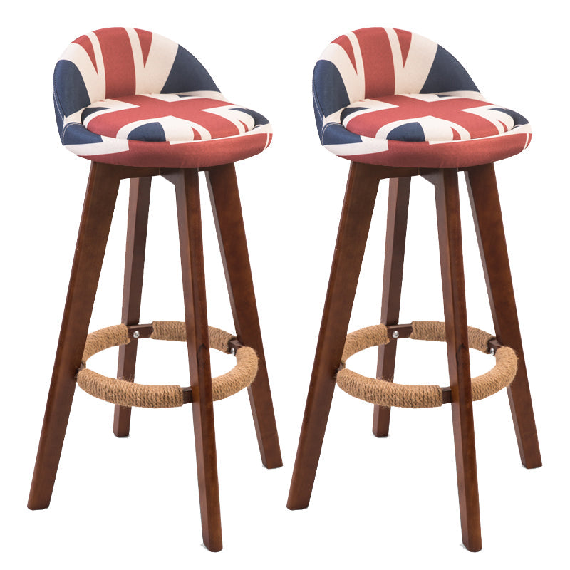 Modern Backrest Counter Stool Wood Cashier Bar Stool with Cushion and Pedal Red-Blue Brown 2 Piece Set Clearhalo 'Bar Furniture' 'Bar Stools' 'bar_stools' 'furn' 'furn_bar_stools' 'furniture_bar_stools' 'Kitchen & Dining Furniture' 'kitchen&dining_furn' 'kitchen' 'kitchen_furn' Furniture' 4639413