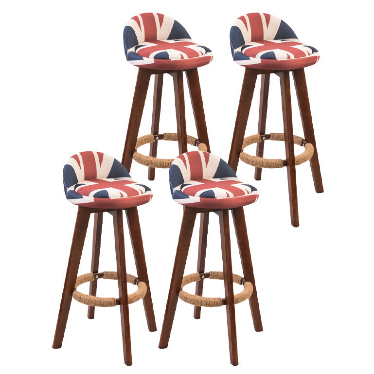 Modern Backrest Counter Stool Wood Cashier Bar Stool with Cushion and Pedal Red-Blue Brown 4 Piece Set Clearhalo 'Bar Furniture' 'Bar Stools' 'bar_stools' 'furn' 'furn_bar_stools' 'furniture_bar_stools' 'Kitchen & Dining Furniture' 'kitchen&dining_furn' 'kitchen' 'kitchen_furn' Furniture' 4639414