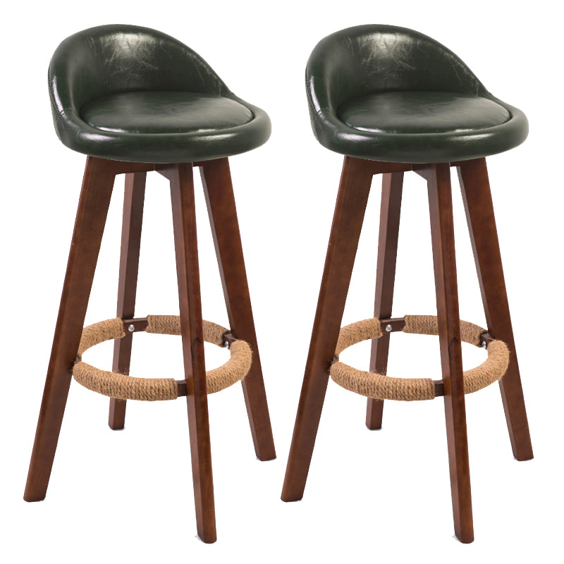 Modern Backrest Counter Stool Wood Cashier Bar Stool with Cushion and Pedal Blackish Green Brown 2 Piece Set Clearhalo 'Bar Furniture' 'Bar Stools' 'bar_stools' 'furn' 'furn_bar_stools' 'furniture_bar_stools' 'Kitchen & Dining Furniture' 'kitchen&dining_furn' 'kitchen' 'kitchen_furn' Furniture' 4639416
