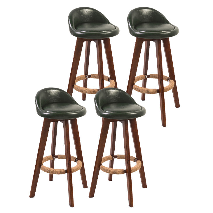 Modern Backrest Counter Stool Wood Cashier Bar Stool with Cushion and Pedal Blackish Green Brown 4 Piece Set Clearhalo 'Bar Furniture' 'Bar Stools' 'bar_stools' 'furn' 'furn_bar_stools' 'furniture_bar_stools' 'Kitchen & Dining Furniture' 'kitchen&dining_furn' 'kitchen' 'kitchen_furn' Furniture' 4639417