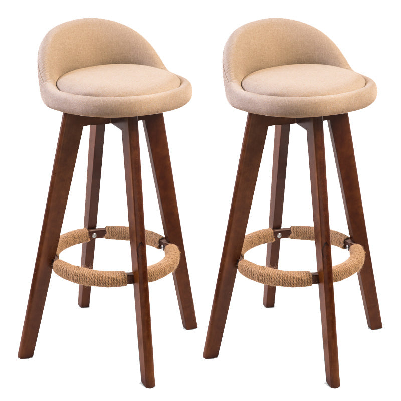 Modern Backrest Counter Stool Wood Cashier Bar Stool with Cushion and Pedal Beige Brown 2 Piece Set Clearhalo 'Bar Furniture' 'Bar Stools' 'bar_stools' 'furn' 'furn_bar_stools' 'furniture_bar_stools' 'Kitchen & Dining Furniture' 'kitchen&dining_furn' 'kitchen' 'kitchen_furn' Furniture' 4639419