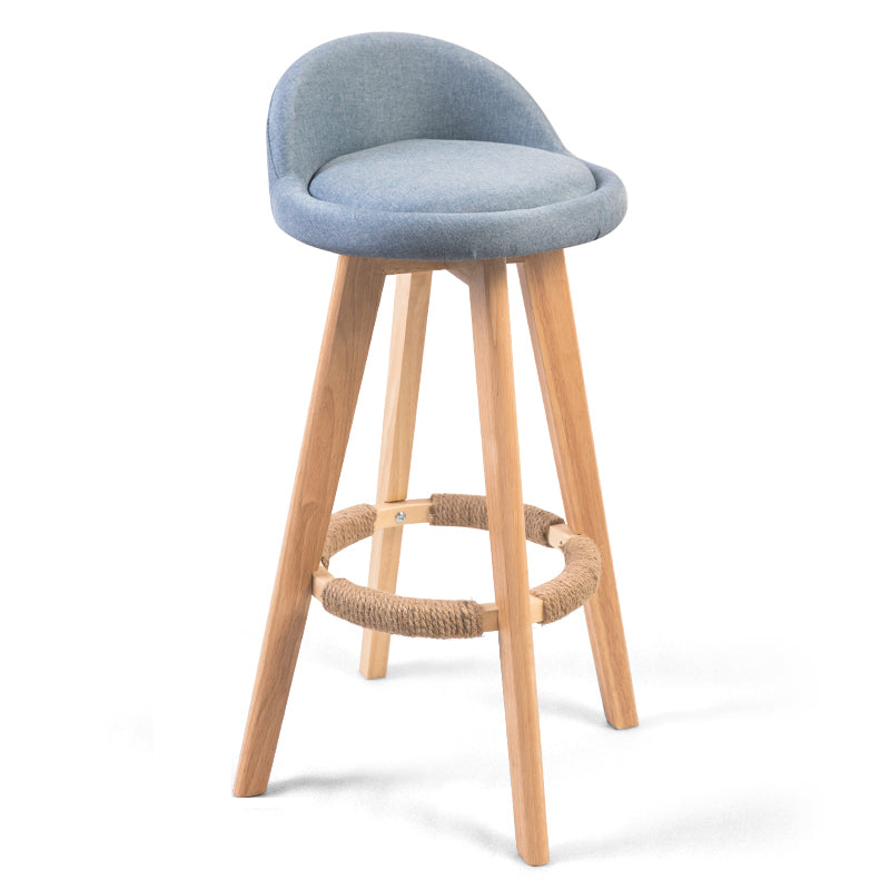 Modern Backrest Counter Stool Wood Cashier Bar Stool with Cushion and Pedal Blue Natural 1 Piece Clearhalo 'Bar Furniture' 'Bar Stools' 'bar_stools' 'furn' 'furn_bar_stools' 'furniture_bar_stools' 'Kitchen & Dining Furniture' 'kitchen&dining_furn' 'kitchen' 'kitchen_furn' Furniture' 4639424
