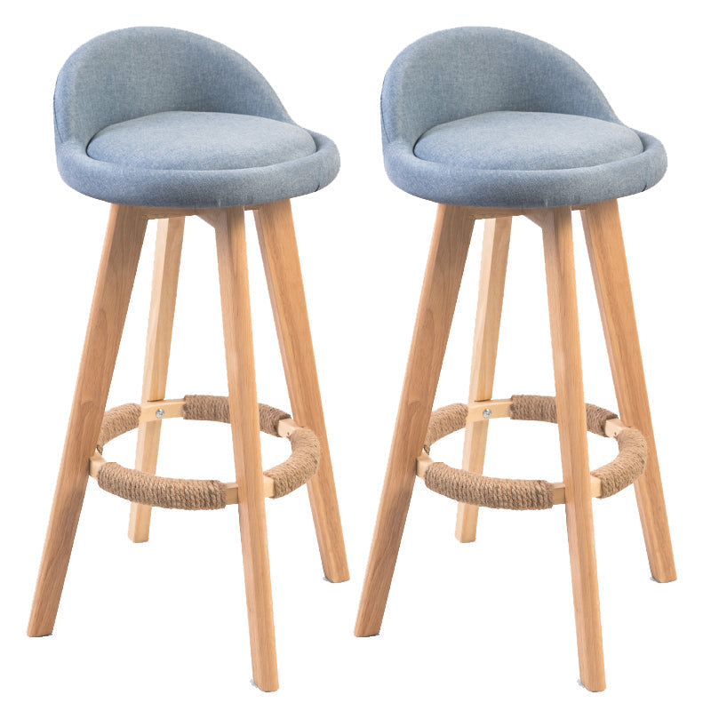 Modern Backrest Counter Stool Wood Cashier Bar Stool with Cushion and Pedal Blue Natural 2 Piece Set Clearhalo 'Bar Furniture' 'Bar Stools' 'bar_stools' 'furn' 'furn_bar_stools' 'furniture_bar_stools' 'Kitchen & Dining Furniture' 'kitchen&dining_furn' 'kitchen' 'kitchen_furn' Furniture' 4639425