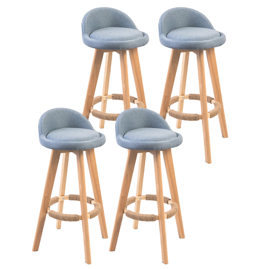 Modern Backrest Counter Stool Wood Cashier Bar Stool with Cushion and Pedal Blue Natural 4 Piece Set Clearhalo 'Bar Furniture' 'Bar Stools' 'bar_stools' 'furn' 'furn_bar_stools' 'furniture_bar_stools' 'Kitchen & Dining Furniture' 'kitchen&dining_furn' 'kitchen' 'kitchen_furn' Furniture' 4639426