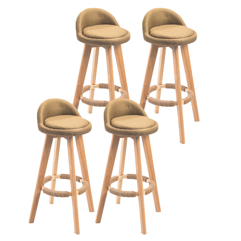 Modern Backrest Counter Stool Wood Cashier Bar Stool with Cushion and Pedal Light Yellow Natural 4 Piece Set Clearhalo 'Bar Furniture' 'Bar Stools' 'bar_stools' 'furn' 'furn_bar_stools' 'furniture_bar_stools' 'Kitchen & Dining Furniture' 'kitchen&dining_furn' 'kitchen' 'kitchen_furn' Furniture' 4639432