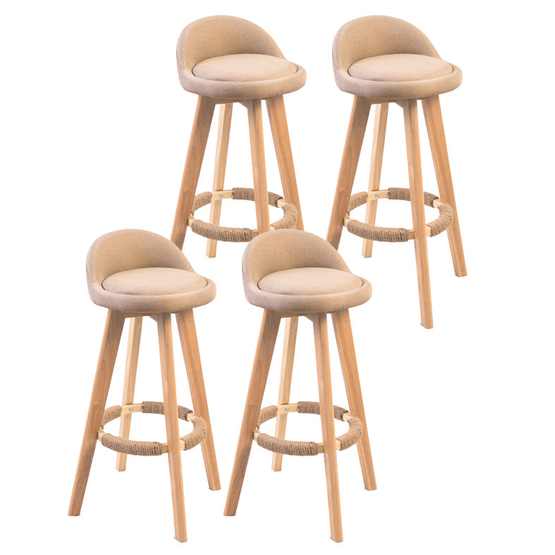 Modern Backrest Counter Stool Wood Cashier Bar Stool with Cushion and Pedal Beige Natural 4 Piece Set Clearhalo 'Bar Furniture' 'Bar Stools' 'bar_stools' 'furn' 'furn_bar_stools' 'furniture_bar_stools' 'Kitchen & Dining Furniture' 'kitchen&dining_furn' 'kitchen' 'kitchen_furn' Furniture' 4639438