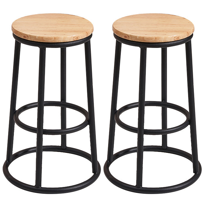 Modern Style Wood Bar Stool with Metal Footrest Round Bar Stool Beige 2 Piece Set Clearhalo 'Bar Furniture' 'Bar Stools' 'bar_stools' 'furn' 'furn_bar_stools' 'furniture_bar_stools' 'Kitchen & Dining Furniture' 'kitchen&dining_furn' 'kitchen' 'kitchen_furn' Furniture' 4639449
