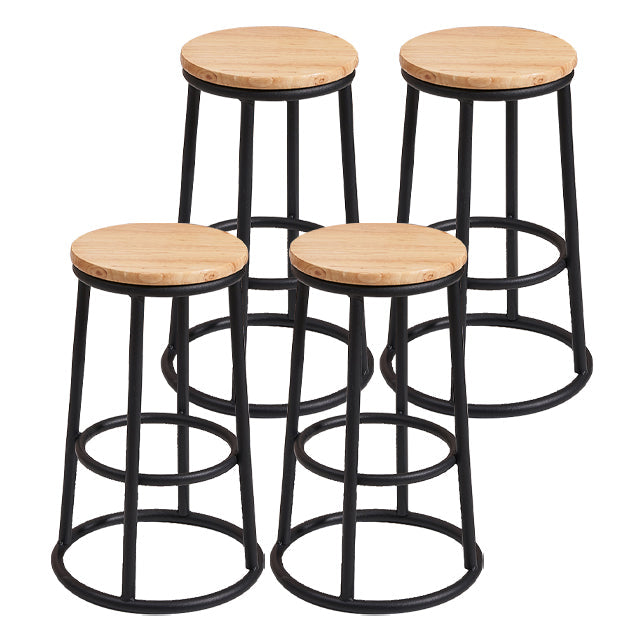 Modern Style Wood Bar Stool with Metal Footrest Round Bar Stool Beige 4 Piece Set Clearhalo 'Bar Furniture' 'Bar Stools' 'bar_stools' 'furn' 'furn_bar_stools' 'furniture_bar_stools' 'Kitchen & Dining Furniture' 'kitchen&dining_furn' 'kitchen' 'kitchen_furn' Furniture' 4639452