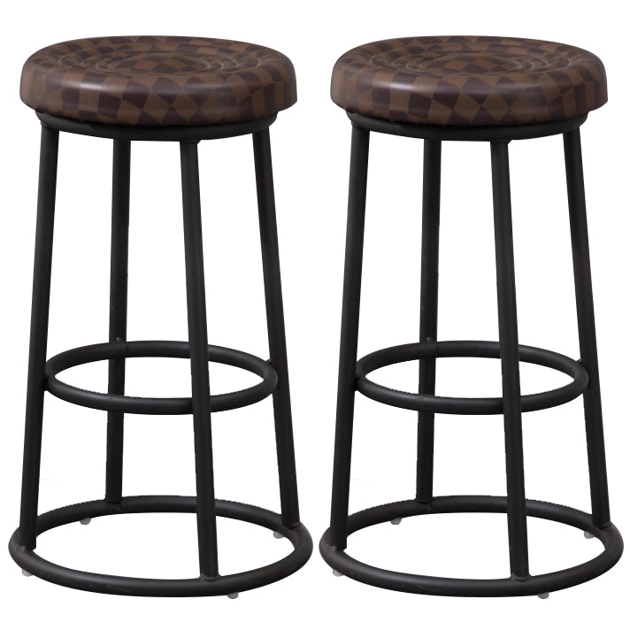 Modern Style Wood Bar Stool with Metal Footrest Round Bar Stool Brown 2 Piece Set Clearhalo 'Bar Furniture' 'Bar Stools' 'bar_stools' 'furn' 'furn_bar_stools' 'furniture_bar_stools' 'Kitchen & Dining Furniture' 'kitchen&dining_furn' 'kitchen' 'kitchen_furn' Furniture' 4639456