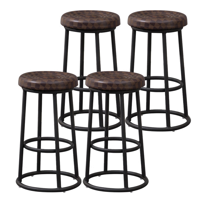 Modern Style Wood Bar Stool with Metal Footrest Round Bar Stool Brown 4 Piece Set Clearhalo 'Bar Furniture' 'Bar Stools' 'bar_stools' 'furn' 'furn_bar_stools' 'furniture_bar_stools' 'Kitchen & Dining Furniture' 'kitchen&dining_furn' 'kitchen' 'kitchen_furn' Furniture' 4639457
