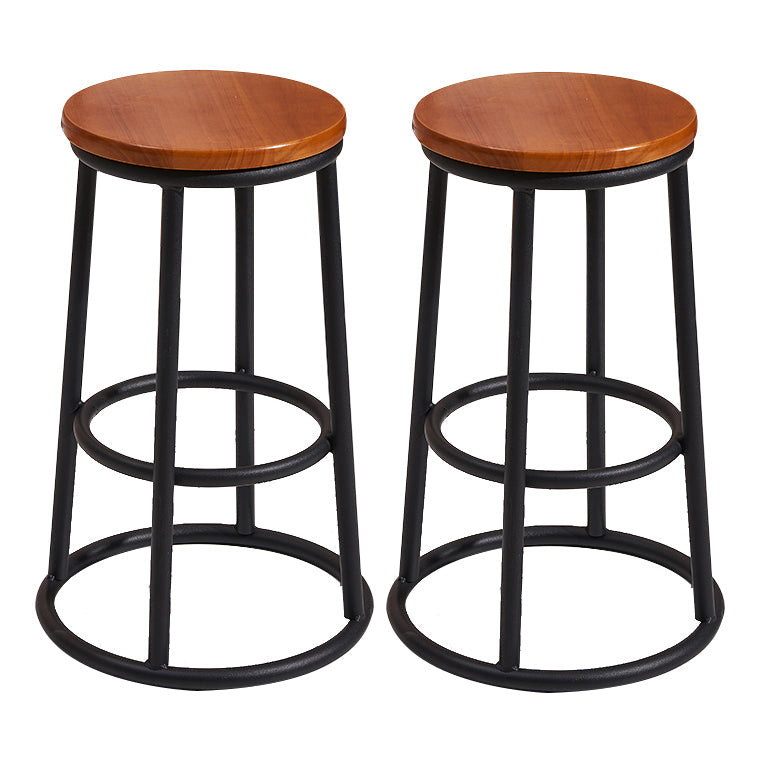 Modern Style Wood Bar Stool with Metal Footrest Round Bar Stool Walnut 2 Piece Set Clearhalo 'Bar Furniture' 'Bar Stools' 'bar_stools' 'furn' 'furn_bar_stools' 'furniture_bar_stools' 'Kitchen & Dining Furniture' 'kitchen&dining_furn' 'kitchen' 'kitchen_furn' Furniture' 4639463