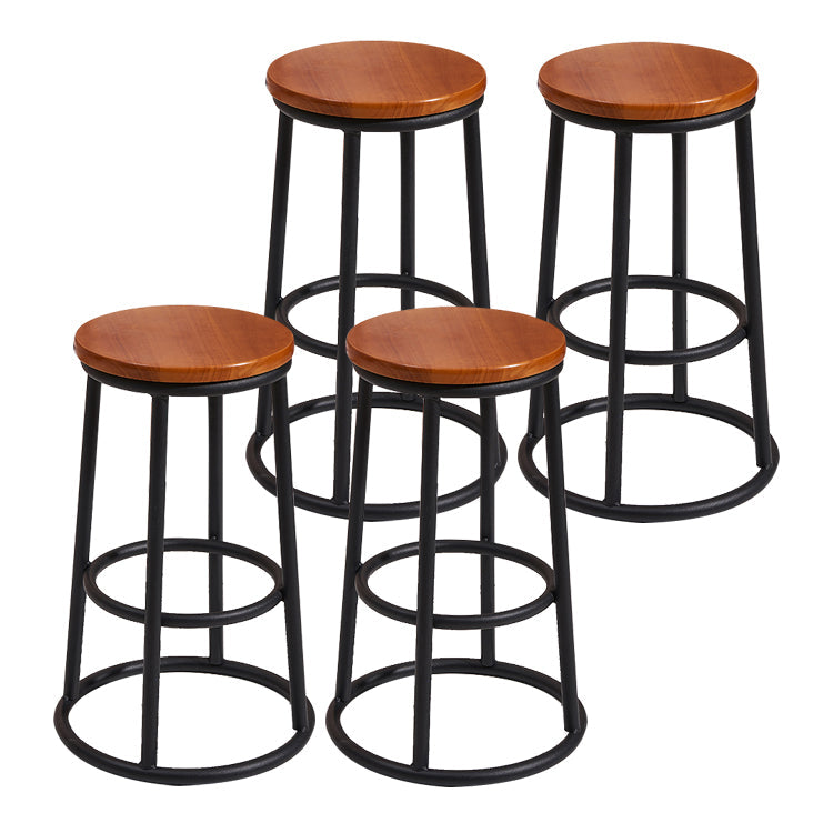 Modern Style Wood Bar Stool with Metal Footrest Round Bar Stool Walnut 4 Piece Set Clearhalo 'Bar Furniture' 'Bar Stools' 'bar_stools' 'furn' 'furn_bar_stools' 'furniture_bar_stools' 'Kitchen & Dining Furniture' 'kitchen&dining_furn' 'kitchen' 'kitchen_furn' Furniture' 4639464