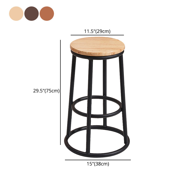 Modern Style Wood Bar Stool with Metal Footrest Round Bar Stool Clearhalo 'Bar Furniture' 'Bar Stools' 'bar_stools' 'furn' 'furn_bar_stools' 'furniture_bar_stools' 'Kitchen & Dining Furniture' 'kitchen&dining_furn' 'kitchen' 'kitchen_furn' Furniture' 4639472