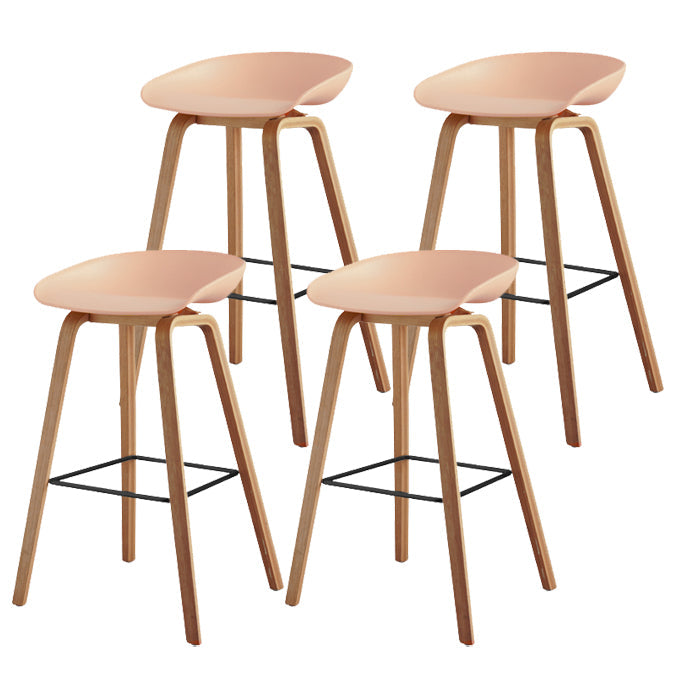 Scandinavian Style Bar-stool Bucket PP Seat Counter Stool for Kitchen Bar Pink 4 Piece Set Clearhalo 'Bar Furniture' 'Bar Stools' 'bar_stools' 'furn' 'furn_bar_stools' 'furniture_bar_stools' 'Kitchen & Dining Furniture' 'kitchen&dining_furn' 'kitchen' 'kitchen_furn' Furniture' 4639539