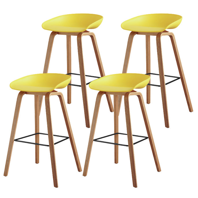 Scandinavian Style Bar-stool Bucket PP Seat Counter Stool for Kitchen Bar Yellow 4 Piece Set Clearhalo 'Bar Furniture' 'Bar Stools' 'bar_stools' 'furn' 'furn_bar_stools' 'furniture_bar_stools' 'Kitchen & Dining Furniture' 'kitchen&dining_furn' 'kitchen' 'kitchen_furn' Furniture' 4639542