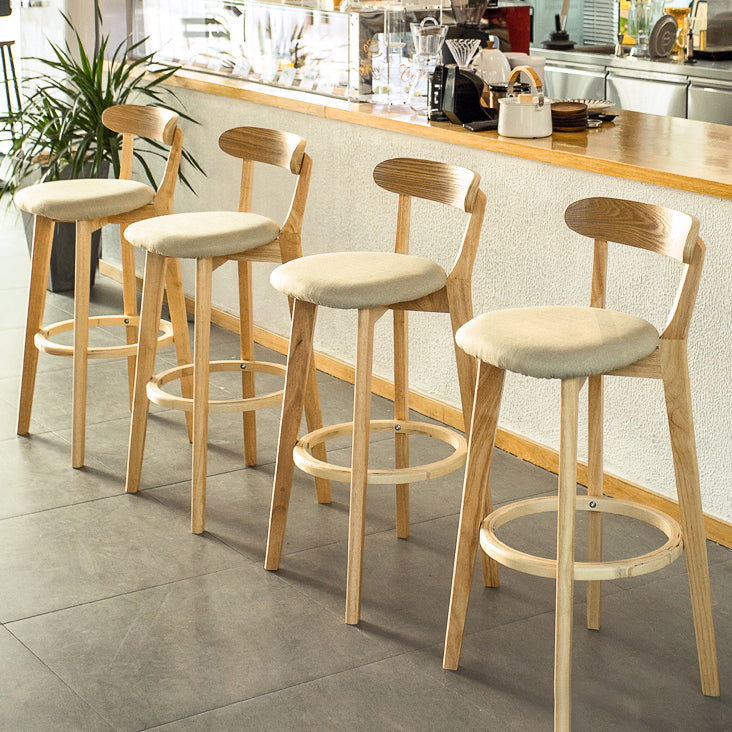 Modern Armless Backrest Counter Stool Wood Bar Stool with Cushion and Pedal Clearhalo 'Bar Furniture' 'Bar Stools' 'bar_stools' 'furn' 'furn_bar_stools' 'furniture_bar_stools' 'Kitchen & Dining Furniture' 'kitchen&dining_furn' 'kitchen' 'kitchen_furn' Furniture' 4639548